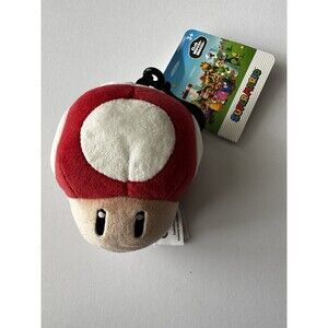 NWT Mario Kart Mushroom Plush Clip-on  Keychain 4" Tomy N64 Club Mocchi NEW